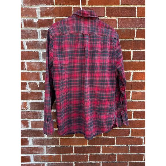 JACHS Red Plaid Flannel Shirt Distressed Grunge - Picture 5 of 5